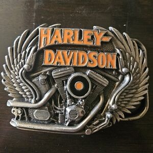 Harley-Davidson Metallic Silver and Bold Orange Belt Buckle